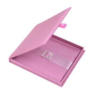 Silk Invitation Box Embellishments 6.5x7.5x0.5 inch in Pink