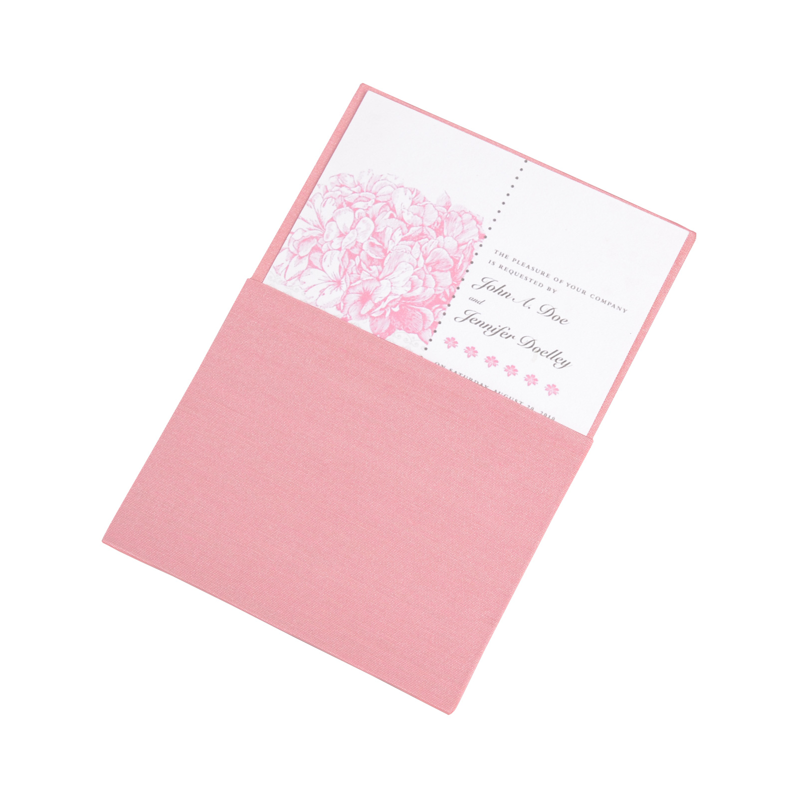 Handcrafted silk invitation presentation — pocket