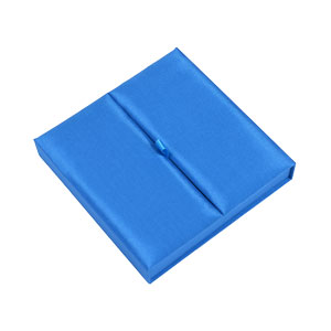 Gatefold Silk Invitation Box 7x7x1 inch in Blue
