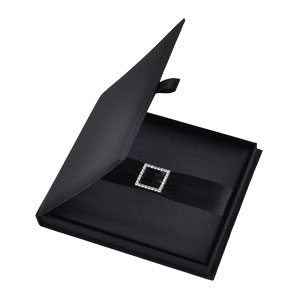 Silk Invitation Box Embellishments 6.5x7.5x0.5 inch in Black