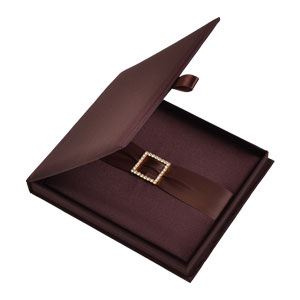 Silk Invitation Box Embellishments 6.5x7.5x0.5 inch in Chocolate