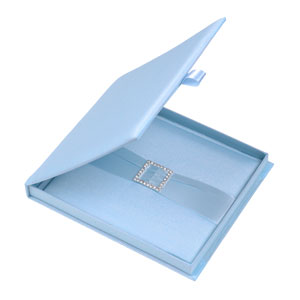 Silk Invitation Box Embellishments 6.5x7.5x0.5 inch in Icy Blue